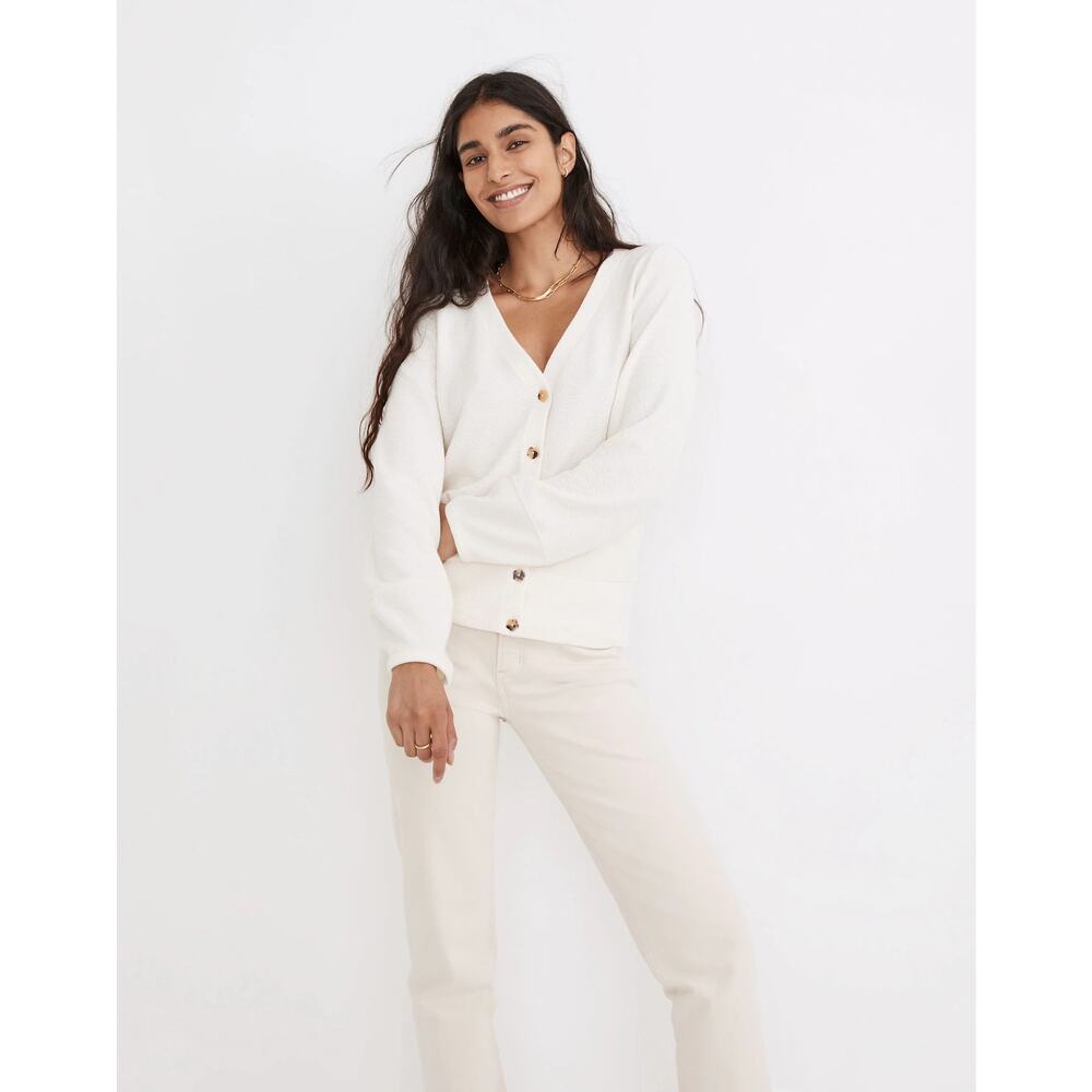 Madewell Pieced-Sleeve Cardigan Flower buttons‎ XXS Preppy Academia Oversized